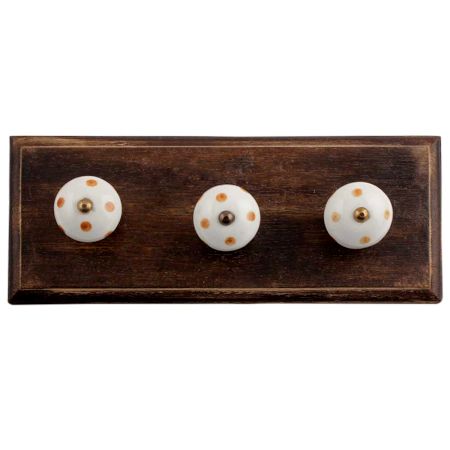White Brown Dot Wooden Hooks